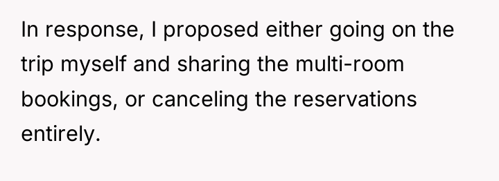 In response, I proposed either going on the trip myself...