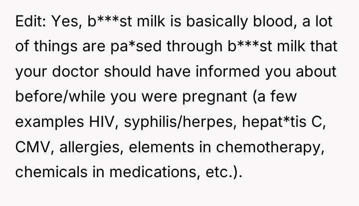 Edit: Yes, b***st milk is basically blood, a lot of...