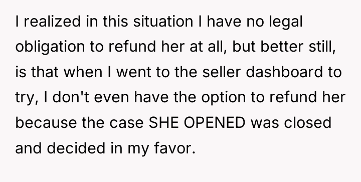 I realized in this situation I have no legal obligation...
