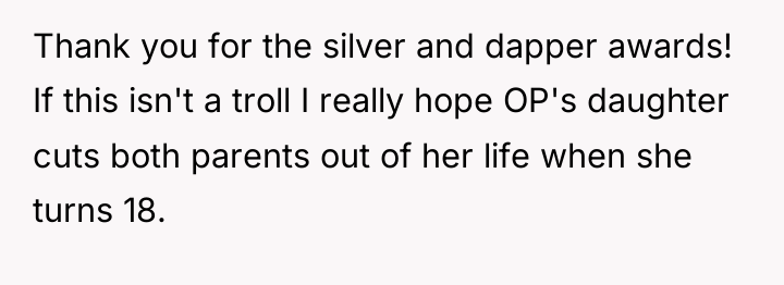 Thank you for the silver and dapper awards! If this...