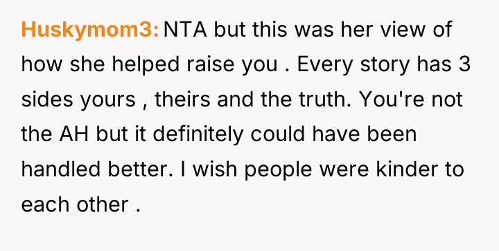 Huskymom3 NTA but this was her view of how she...