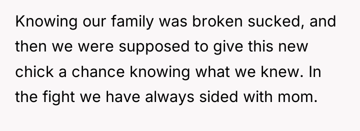 Knowing our family was broken sucked, and then we were...