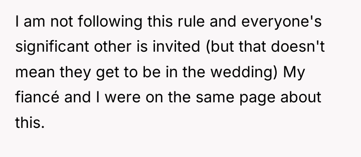 I am not following this rule and everyone's significant other...