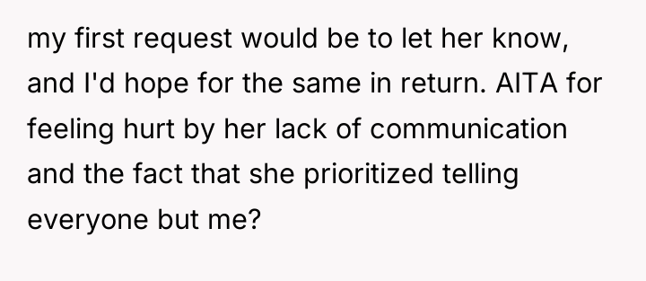 my first request would be to let her know, and...