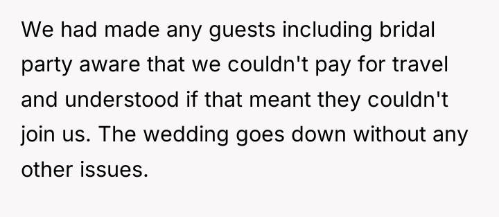 We had made any guests including bridal party aware that...