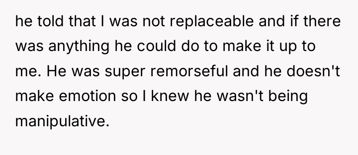 he told that I was not replaceable and if there...