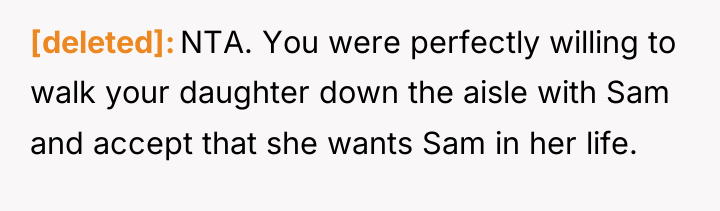 [deleted] NTA. You were perfectly willing to walk your daughter...