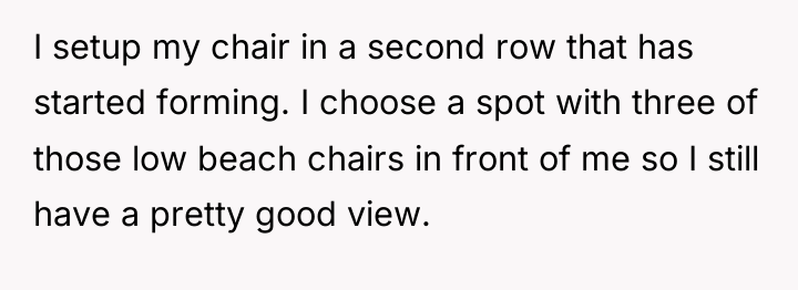 I setup my chair in a second row that has...