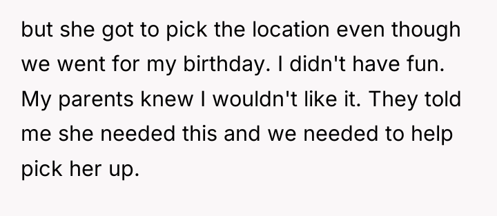 but she got to pick the location even though we...