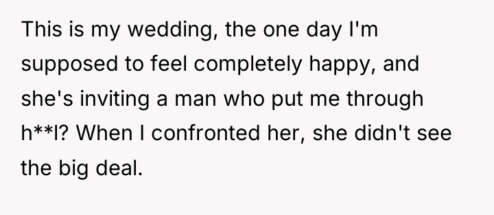 This is my wedding, the one day I'm supposed to...