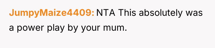 JumpyMaize4409 NTA This absolutely was a power play by your...