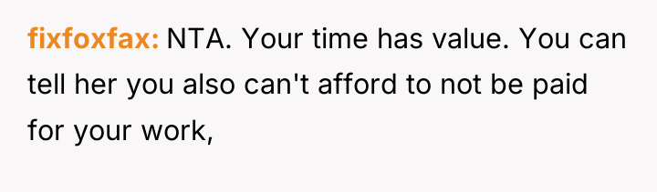 fixfoxfax NTA. Your time has value. You can tell her...