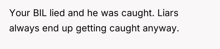 Your BIL lied and he was caught. Liars always end...