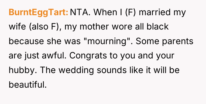 BurntEggTart NTA. When I (F) married my wife (also F),...