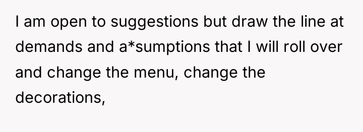I am open to suggestions but draw the line at...