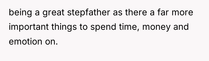 being a great stepfather as there a far more important...