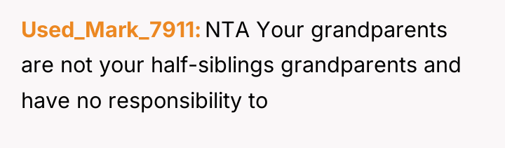 Used_Mark_7911 NTA Your grandparents are not your half-siblings grandparents and...