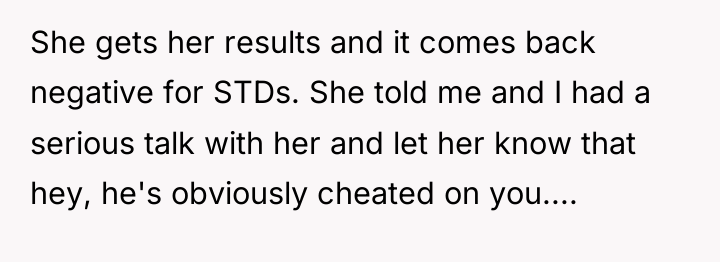 She gets her results and it comes back negative for...