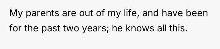 My parents are out of my life, and have been...