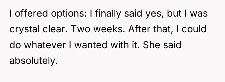 I offered options: I finally said yes, but I was...