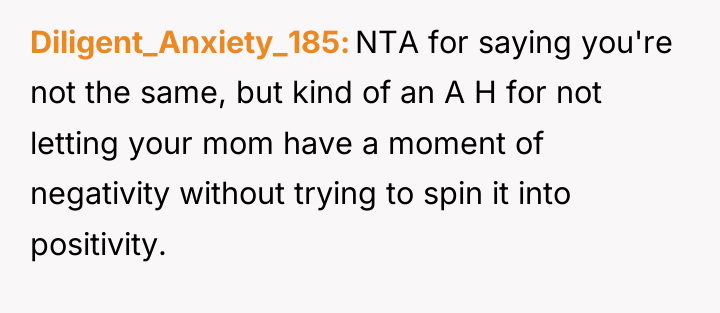 Diligent_Anxiety_185 NTA for saying you're not the same, but kind...