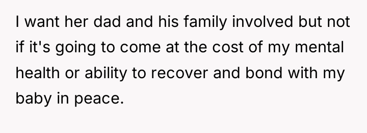I want her dad and his family involved but not...
