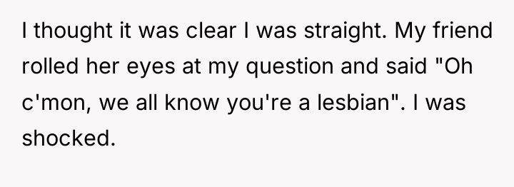 I thought it was clear I was straight. My friend...