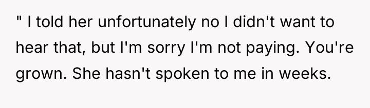 " I told her unfortunately no I didn't want to...