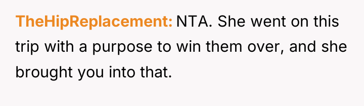 TheHipReplacement NTA. She went on this trip with a purpose...