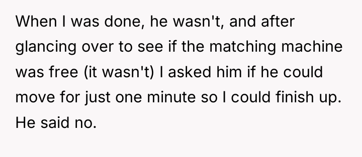 When I was done, he wasn't, and after glancing over...