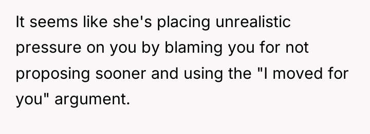 It seems like she's placing unrealistic pressure on you by...
