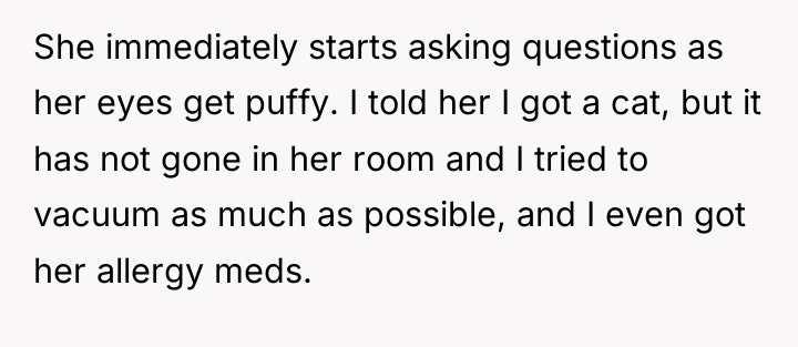 She immediately starts asking questions as her eyes get puffy....