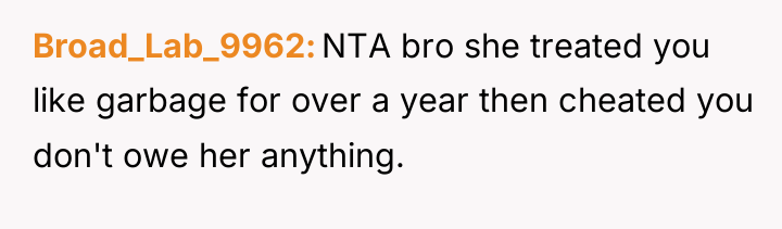 Broad_Lab_9962 NTA bro she treated you like garbage for over...