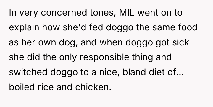 In very concerned tones, MIL went on to explain how...