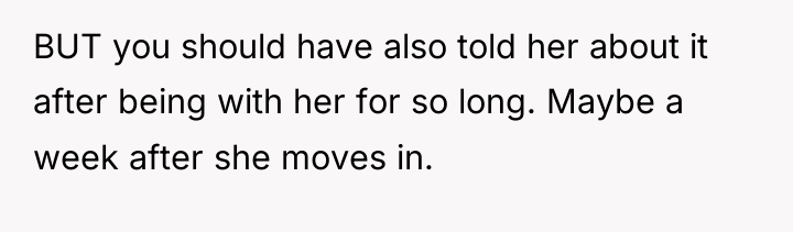 BUT you should have also told her about it after...
