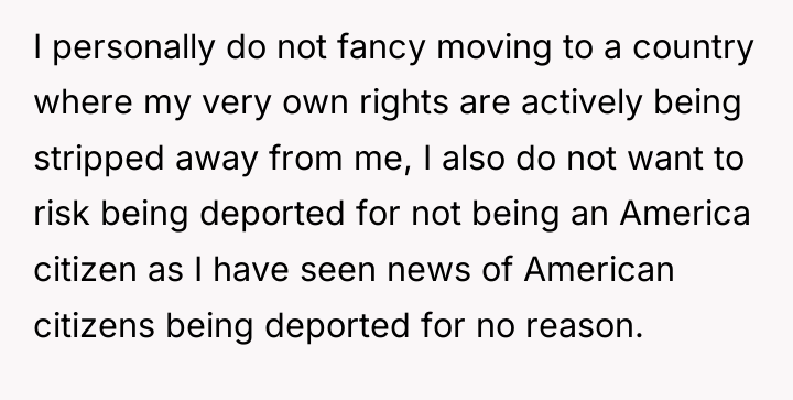 I personally do not fancy moving to a country where...