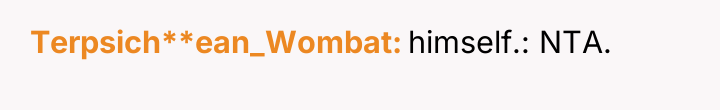 Terpsich**ean_Wombat himself.: NTA.