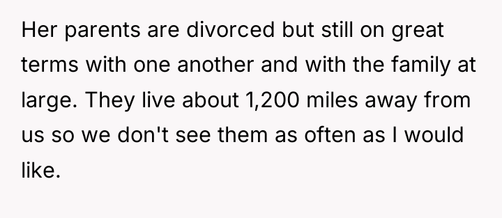 Her parents are divorced but still on great terms with...