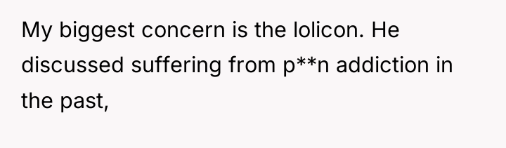 My biggest concern is the lolicon. He discussed suffering from...
