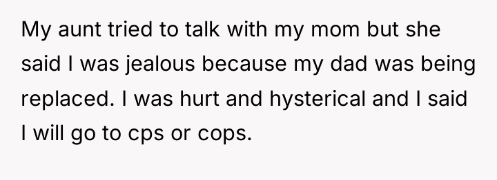 My aunt tried to talk with my mom but she...