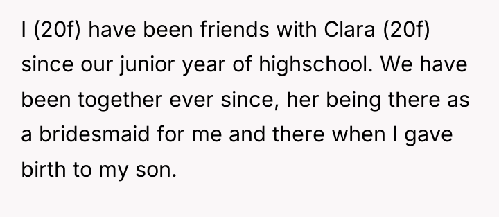 I (20f) have been friends with Clara (20f) since our...