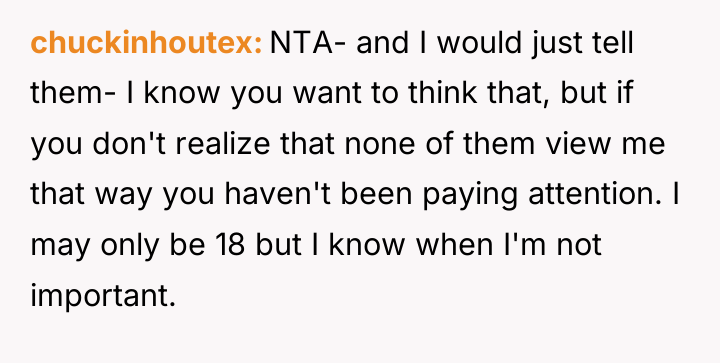 chuckinhoutex NTA- and I would just tell them- I know...