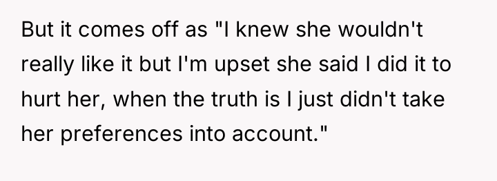 But it comes off as "I knew she wouldn't really...