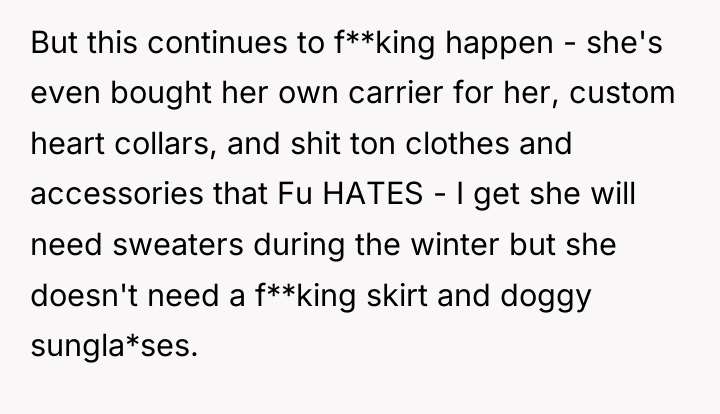 But this continues to f**king happen - she's even bought...