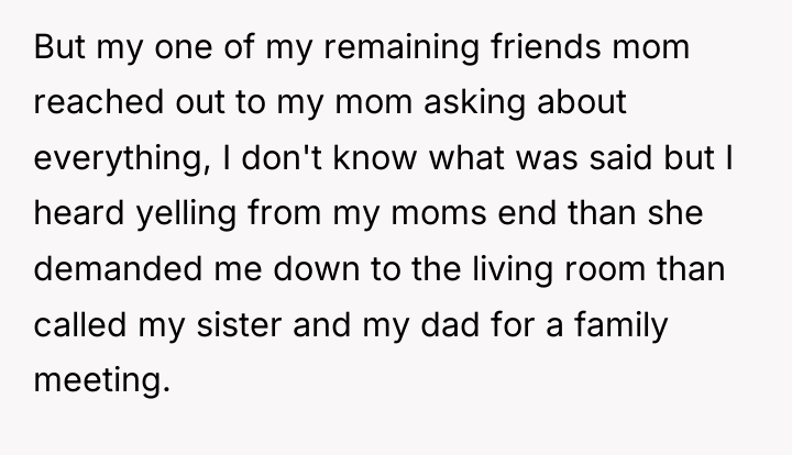 But my one of my remaining friends mom reached out...