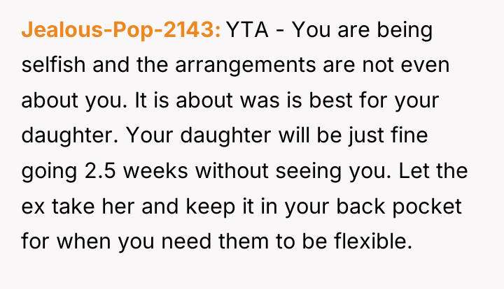 Jealous-Pop-2143 YTA - You are being selfish and the arrangements...