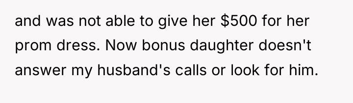 and was not able to give her $500 for her...