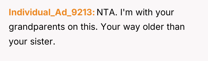 Individual_Ad_9213 NTA. I'm with your grandparents on this. Your way...