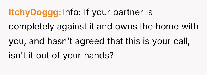 ItchyDoggg Info: If your partner is completely against it and...