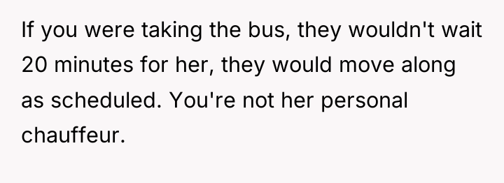 If you were taking the bus, they wouldn't wait 20...